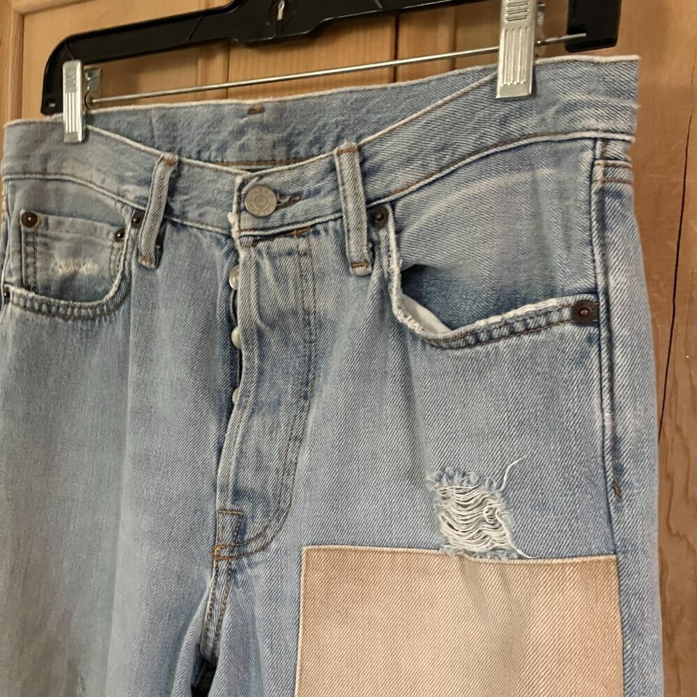 Acne Studios Women Patchwork Button Fly Designer Denim Jeans Size 29 Blue AN EXC - Picture 3 of 10